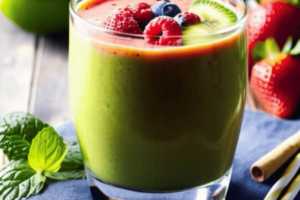 A smoothie made with fresh fruits and vegetables